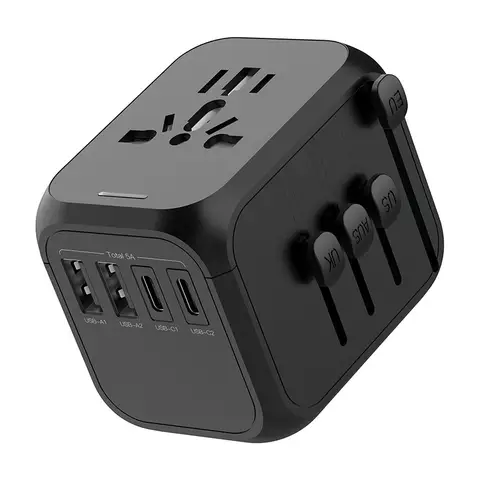 International Travel Adapter with 2 USB and 2 Type-C Interface Power Adapters for Fast Charging EU/UK/US/Australia Travel Plugs