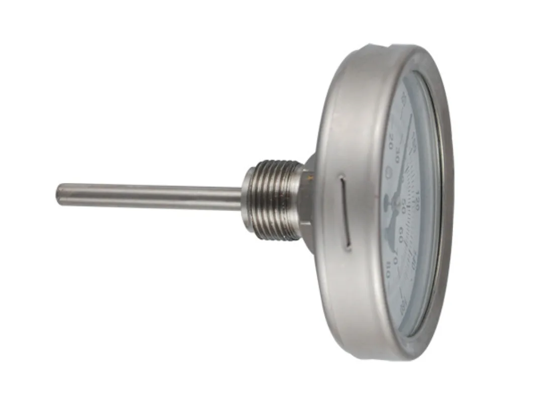 Axial Bimetal Thermometer Sanitary Thermometer, Trefoil Clamp 505mm 64mm