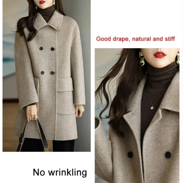 New Autumn Winter Women Woolen Coat Large Size Loose Woolen Coats Double-breasted Cashmere Woolen Long Overcoat Female