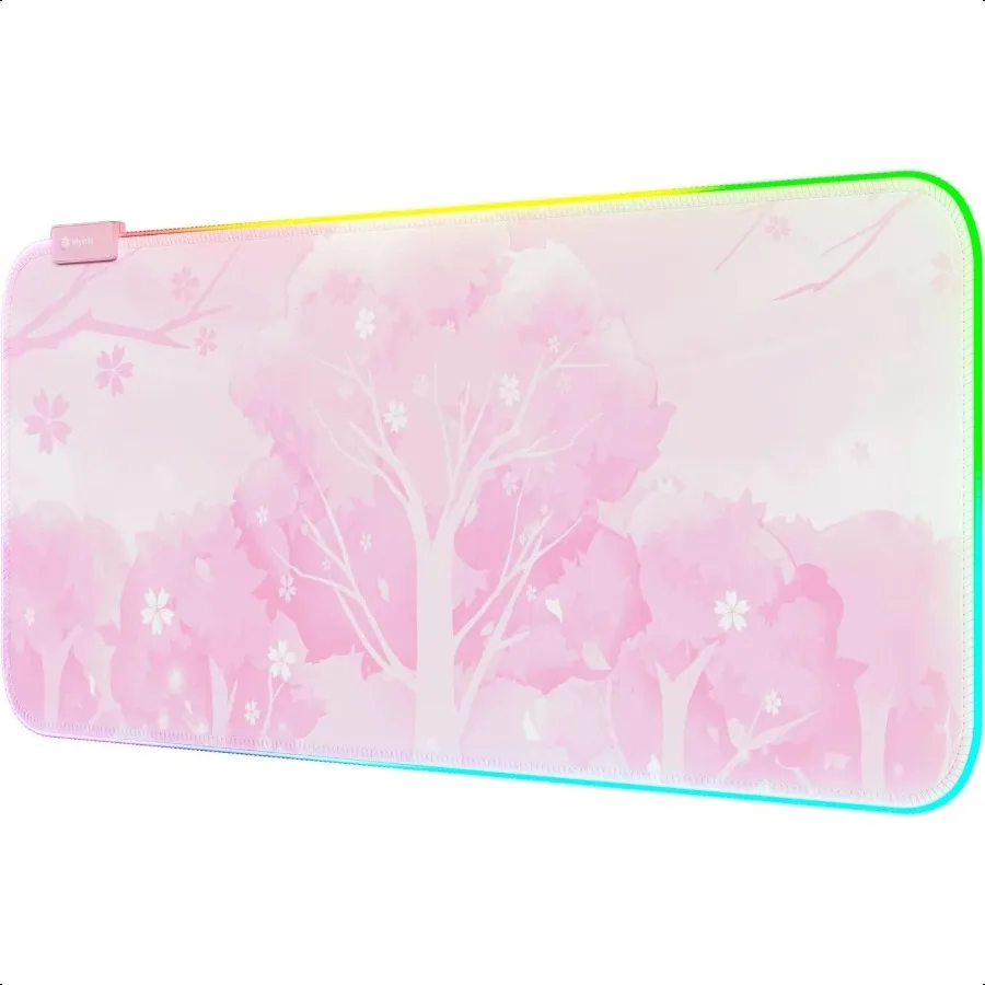 

Pink RGB LED Gaming Mouse Pad 14 Modes Glow Pad Extra Large Gaming Mousepad Waterproof Rubber Non Slip Cute Sakura Mat Extended