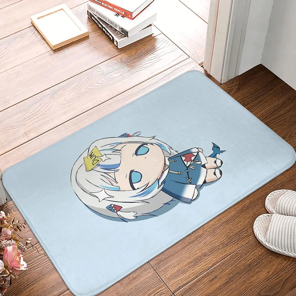 Hololive Production Fictitious Virtual Youtuber Vtuber Bath Mat Gura Guar Chibi Rug Home Doormat Kitchen Carpet Entrance Door