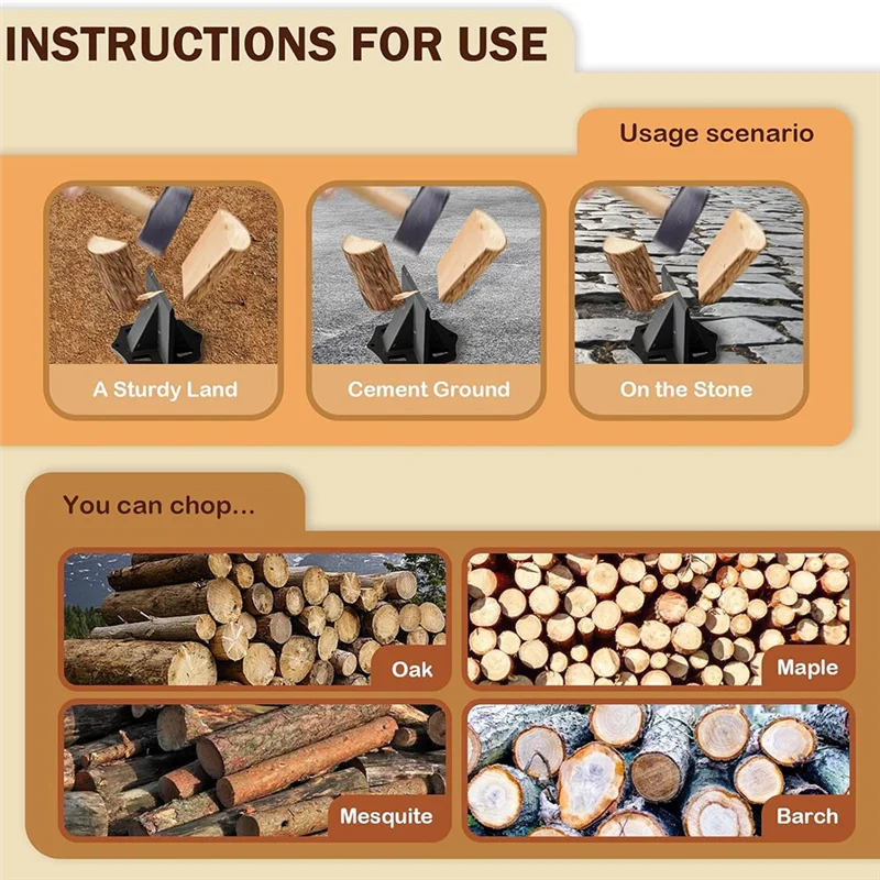 

A42I-Wood Splitter,Portable Kindling Log Splitting Tool With Wedge, Manual Log Splitter Firewood Cutter