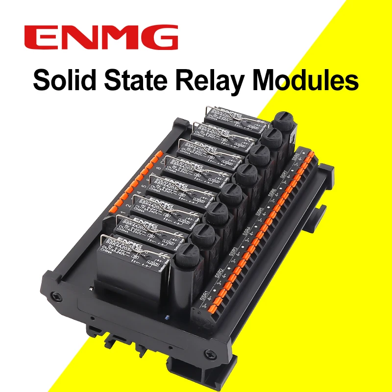 ENMG DC Inline 2 4 6 8 10 12 16-Way Solid State Relay Module RT-SSK Non-contact DC PLC AC Amplifier Board 5-24V Fuse Protections