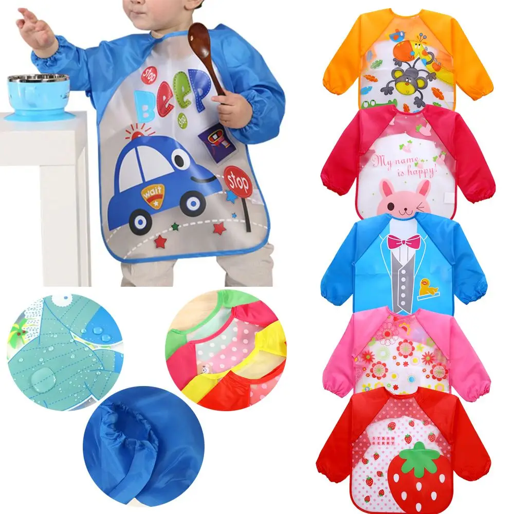 Kids Bandanas Waterproof Long Sleeve Triangle Scarf Dribble Towel Baby Bibs Feeding Smock