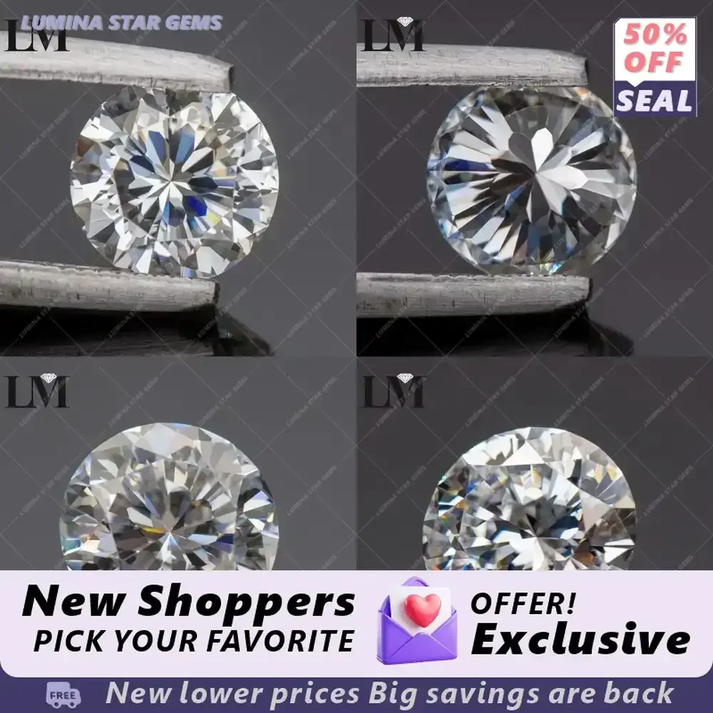 Lab Grown Moissanite Gemstones Round Brilliant Cut Nine Hearts and One Flower VVS1 D Color for Jewelry Making with