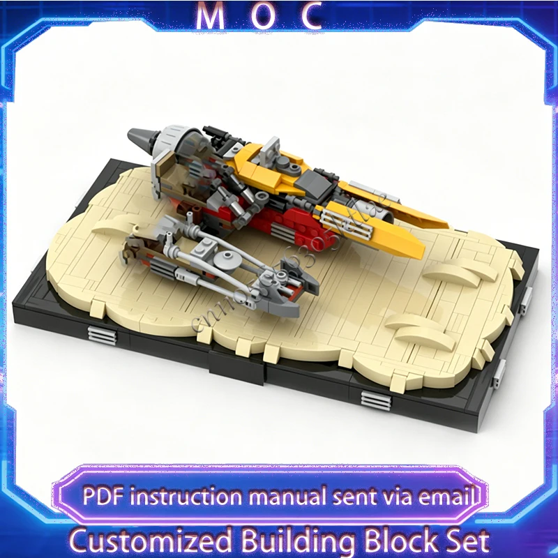 

395 деталей MOC: Мотоцикл для звездных боев, модель-конструктор с подставкой, без истребителей, детские игрушки, подарок на Рождество