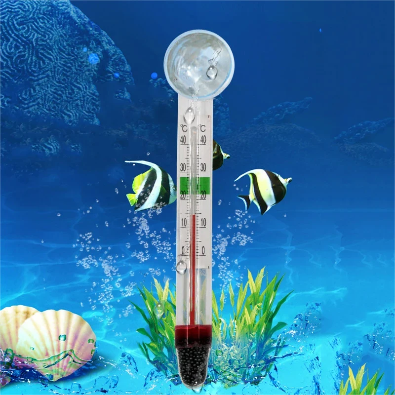 Digital Floating Aquarium Thermometer With Suction Cup Vertical Fish Tank Glass Temperature Measuring Tool for Fresh/Salt Water