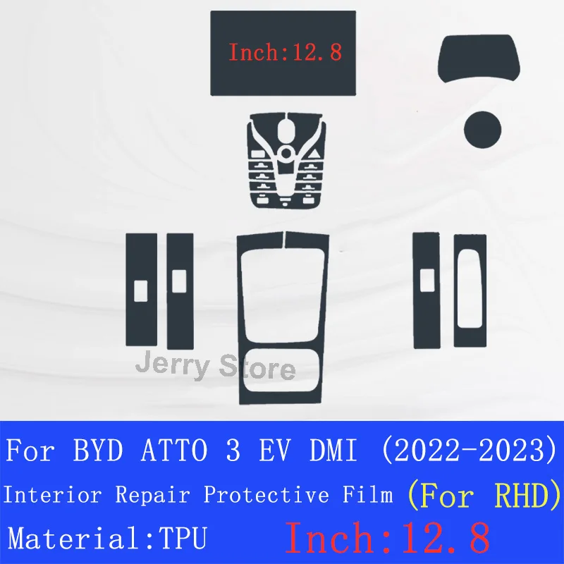 For BYD ATTO 3 EV DMI (2022-2023) Car Interior Center Console Transparent TPU Protective Film Anti-scratch Repair Stickers