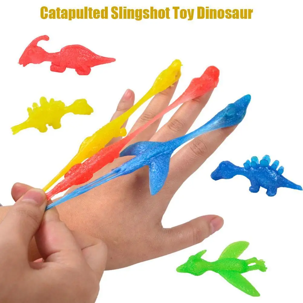 

5pcs Slingshot Dinosaur Finger Adult Kids Toys Catapult Funny Shoting Flying Sticky Games Party Favors Anti Stress Stretchy Toy