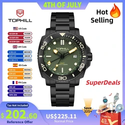 TOPHILL Dive Watch Men Automatic GMT 43mm NH34 Luxury Sapphire Escape Valve 300M Waterproof Reloj BGW9 C3 Lume TD012G