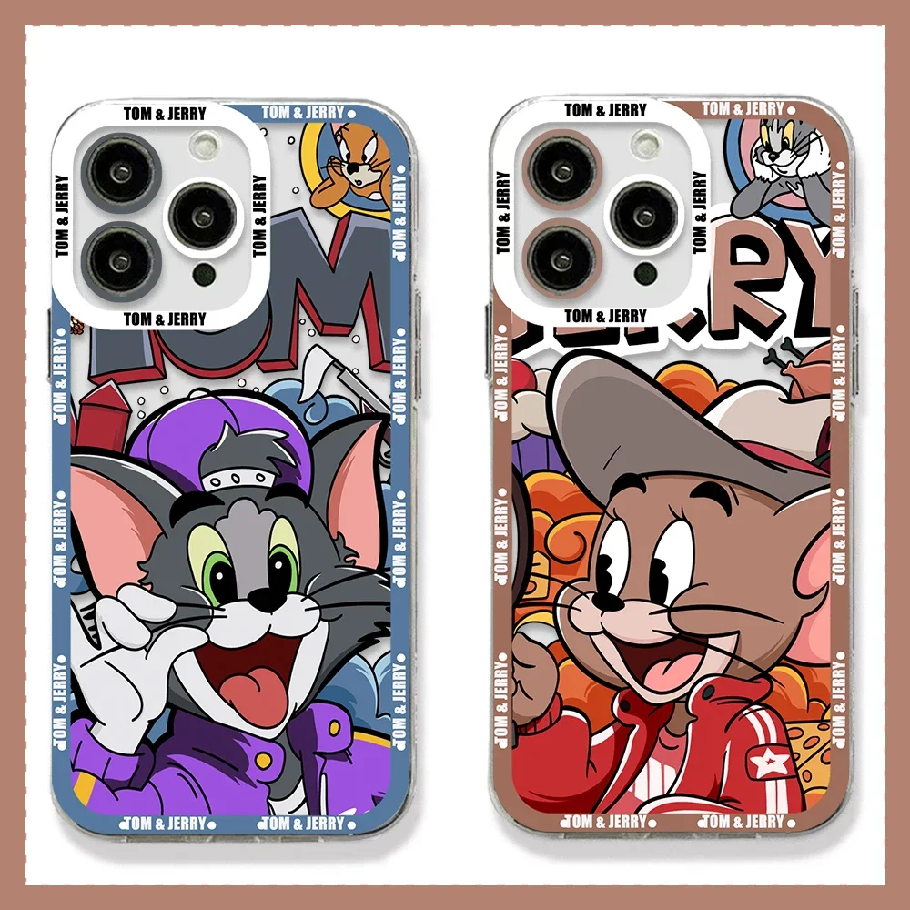 J-JerryS Mouse Tom Cat Phone Case For iPhone 15 14 13 12 Mini 11 Pro Max X XR XS 6 7 8 SE20 Plus Soft Silicone Transparent Cover