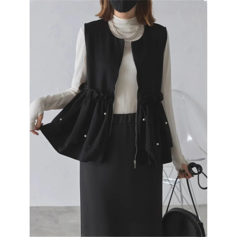 

Япония Rakuten Ins весна осень жилет с круглым вырезом свитшот из бисера жилет