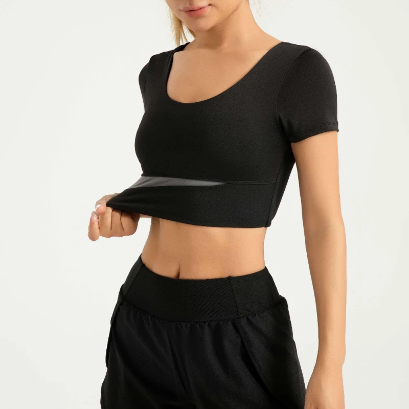 MIML Women's Color-Matching Sports Bra Nude Short-Sleeve Yoga Gym Workout Fitness Clothing Running Apparel for Women 2026