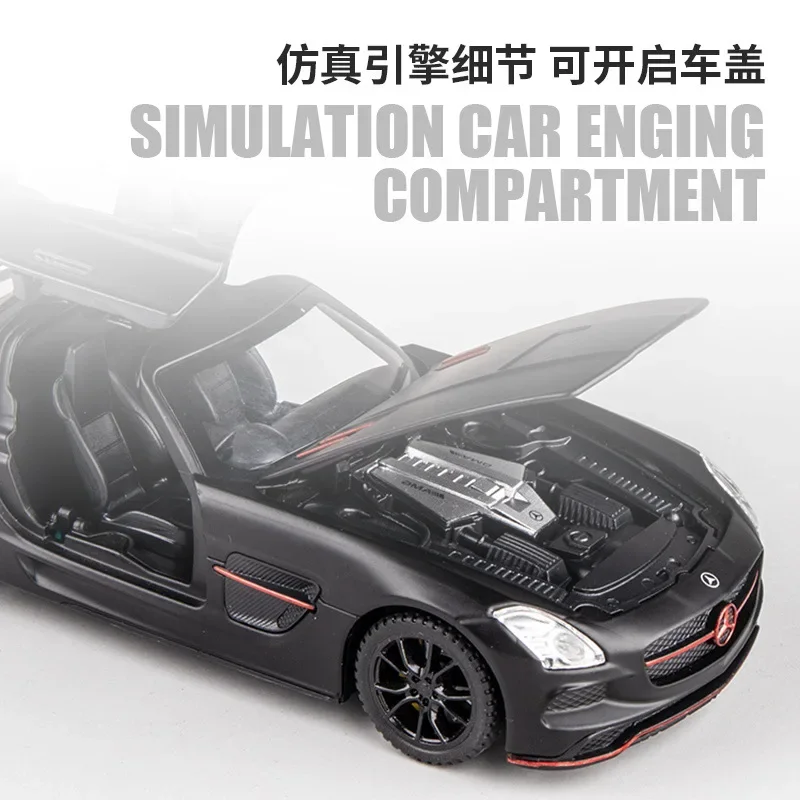 1:32 Mercedes-Benz SLS High Simulation Diecast Metal Alloy Model car Sound Light Pull Back Collection Kids Toy Gifts F390