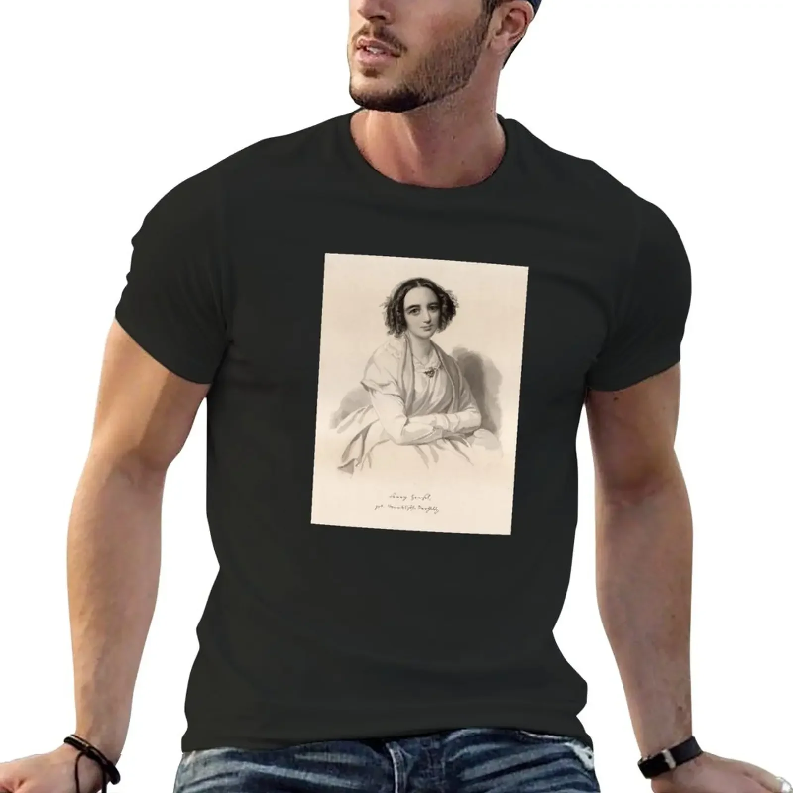 Fanny Mendelssohn | Image with signature T-Shirt sports fans blanks animal prinfor boys Men's cotton t-shirt