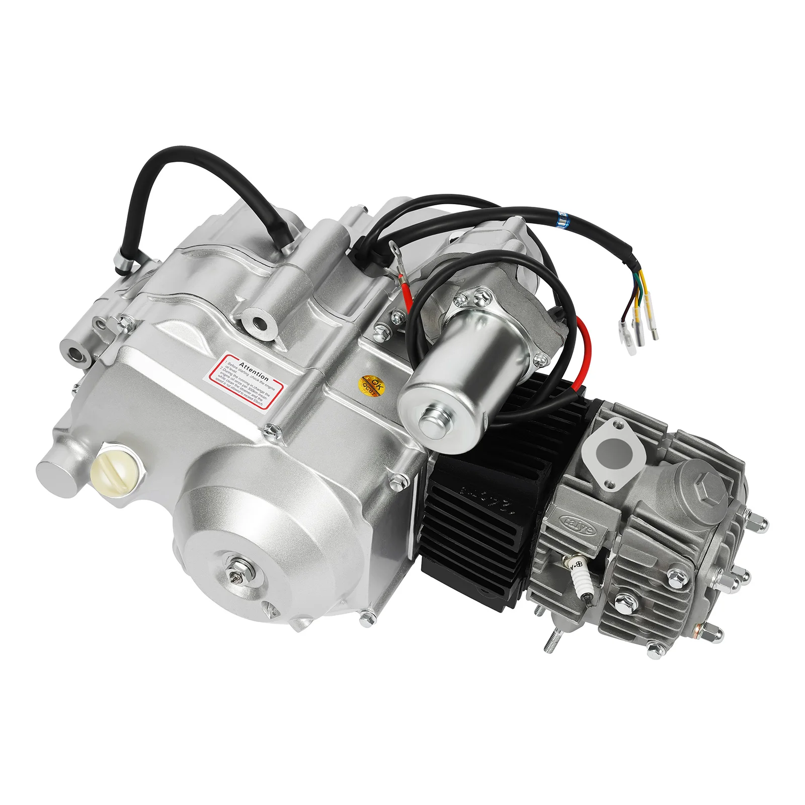 125cc Engine Motor, 4 Stroke Semi-Auto 3Speed ATV Engine Motor Kit, Single Cylinder Air-Cooling Motor W/Reverse Electric Starter