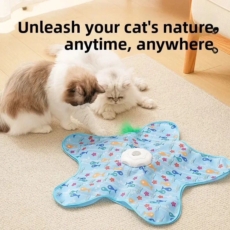 Juguete interactivo para gatos, con ratón oculto, movimiento chirriante, activado, plumas móviles ocultas, juguete Teaser para