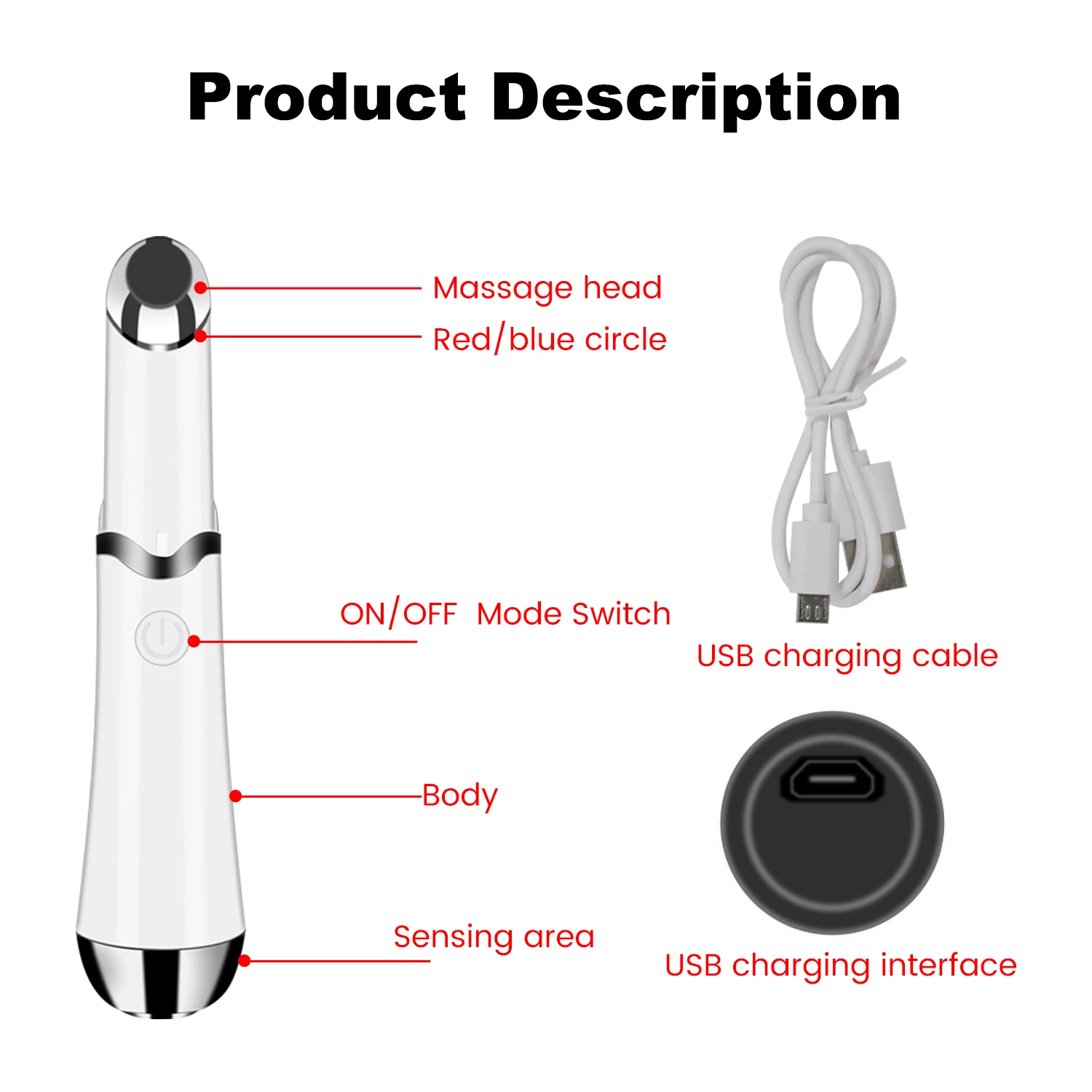 Vibration Eye Massager Anti Dark Circle Blue Light Disinfection Dredge Lymph Glands Anti Wrinkle Pen Hot Compress Beauty