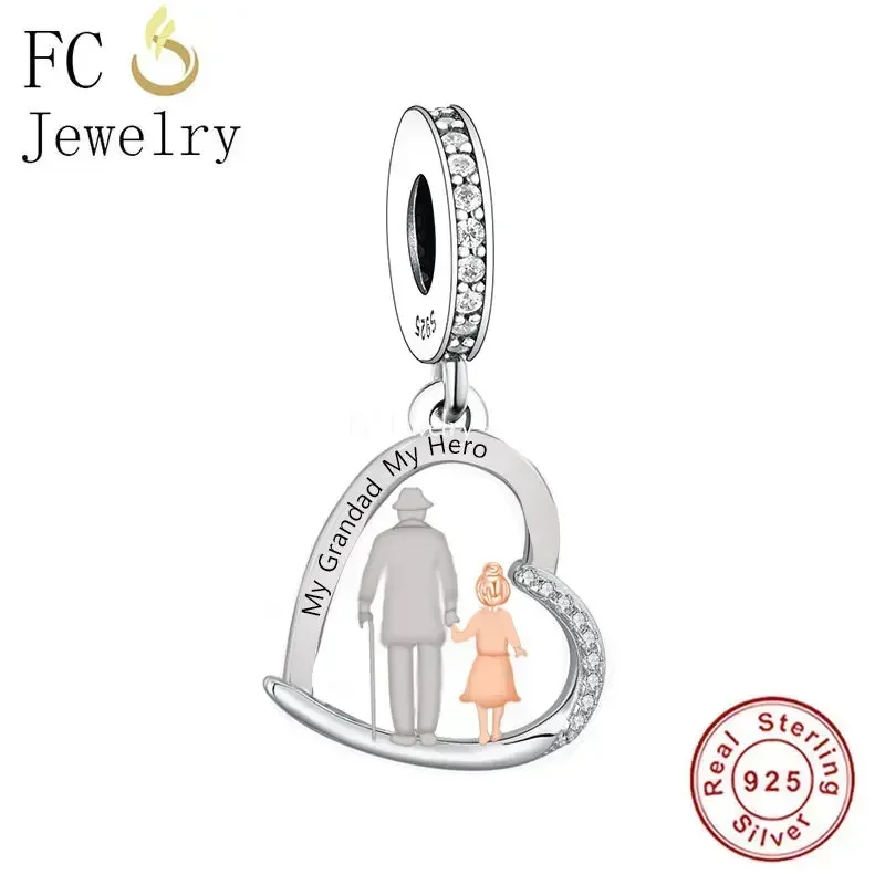 Fit Original Pan Charm Bracelet 925 Sterling Silver Grandad and Granddaughter Walk Bead For Making Women Berloque 2024