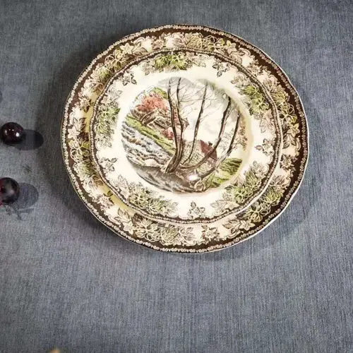 British Ceramic Glaze Middle Color Dinner Plate Cake Plate Fruit Plate Dinner Dessert Creative Plate