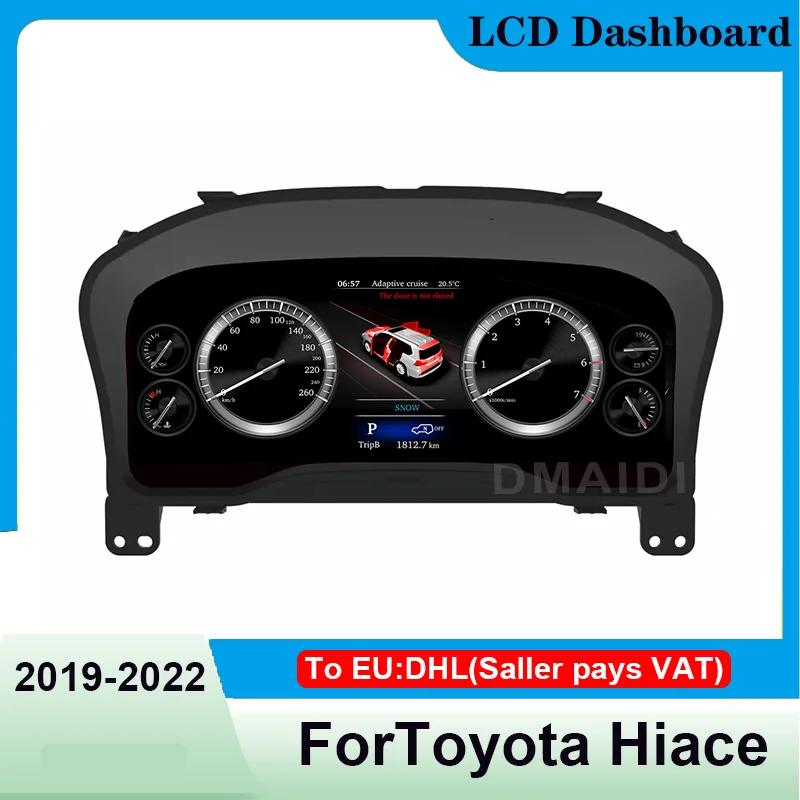 Car Dashboard Instrument Display Screen For Toyota Hiace 2019-2022 LCD Speedometer LINUX Instrument Cluster