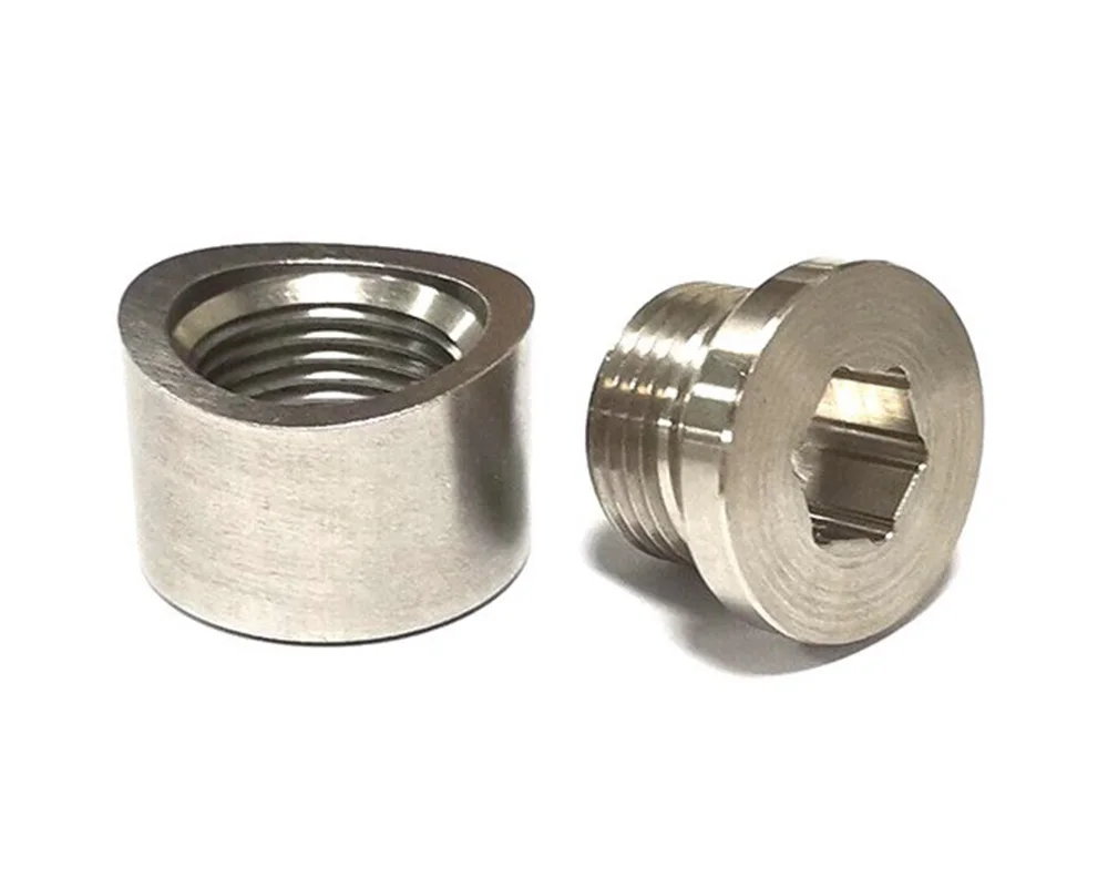 

M18X1 5 O2 Oxygen Sensor Weld Bung with Notched Mounting Nut Plug Fittings for Easy Installation