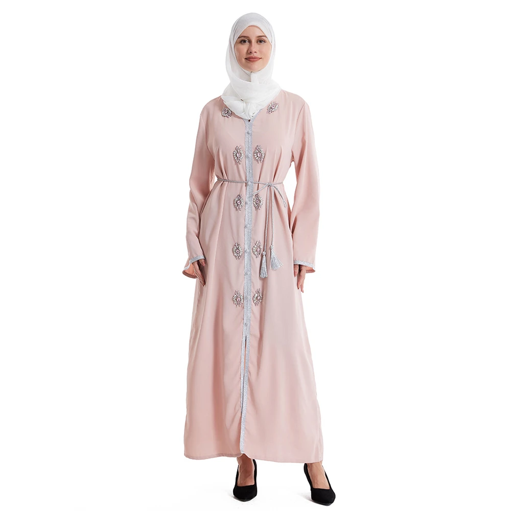 Abaya musulmana para mujer, vestido de lujo con diamantes de imitación, Dubái, Turquía, árabe, islámico, caftán, vestido informal suelto de Oriente Medio