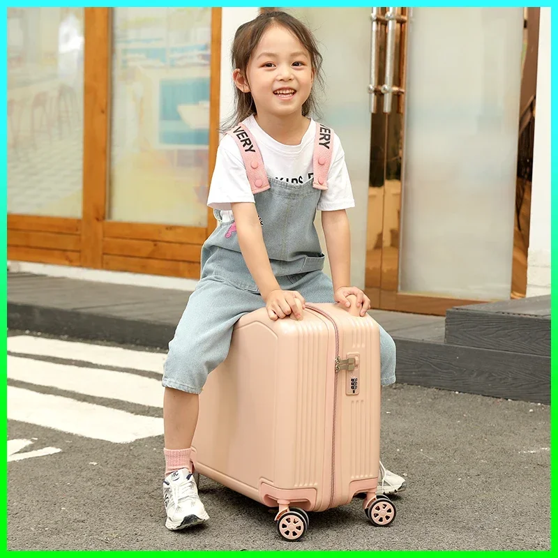 

Kids Luggage Can Sit and Ride on Suitcase on Wheels for Girls Trolley Bags 18/20 Inch Small Carry-on Suitcase for Children