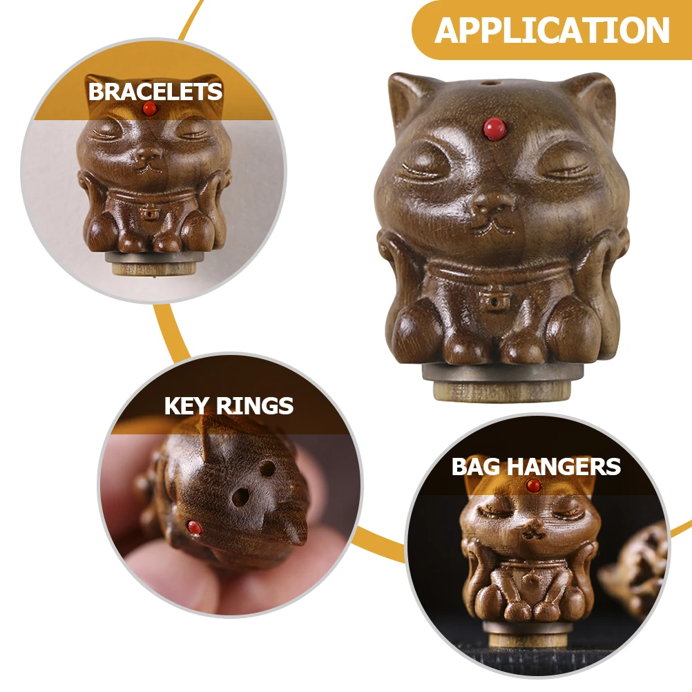 

Wooden Aromatherapy Pendant Car Diffuser H made Fox Sachet Retro Wood Carving Scented Chain Key Charms Beads Container Bedroom