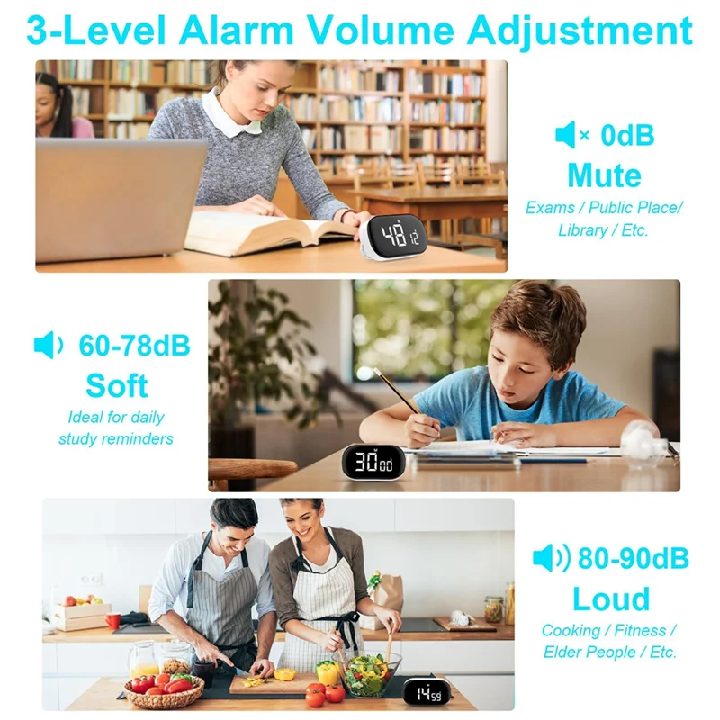 AUAU-Digital Kitchen Timer,Digital Timer Egg Timer,Digital Kitchen Timer,Stopwatch, Alarm Clock,For Learning, Cooking, Sports