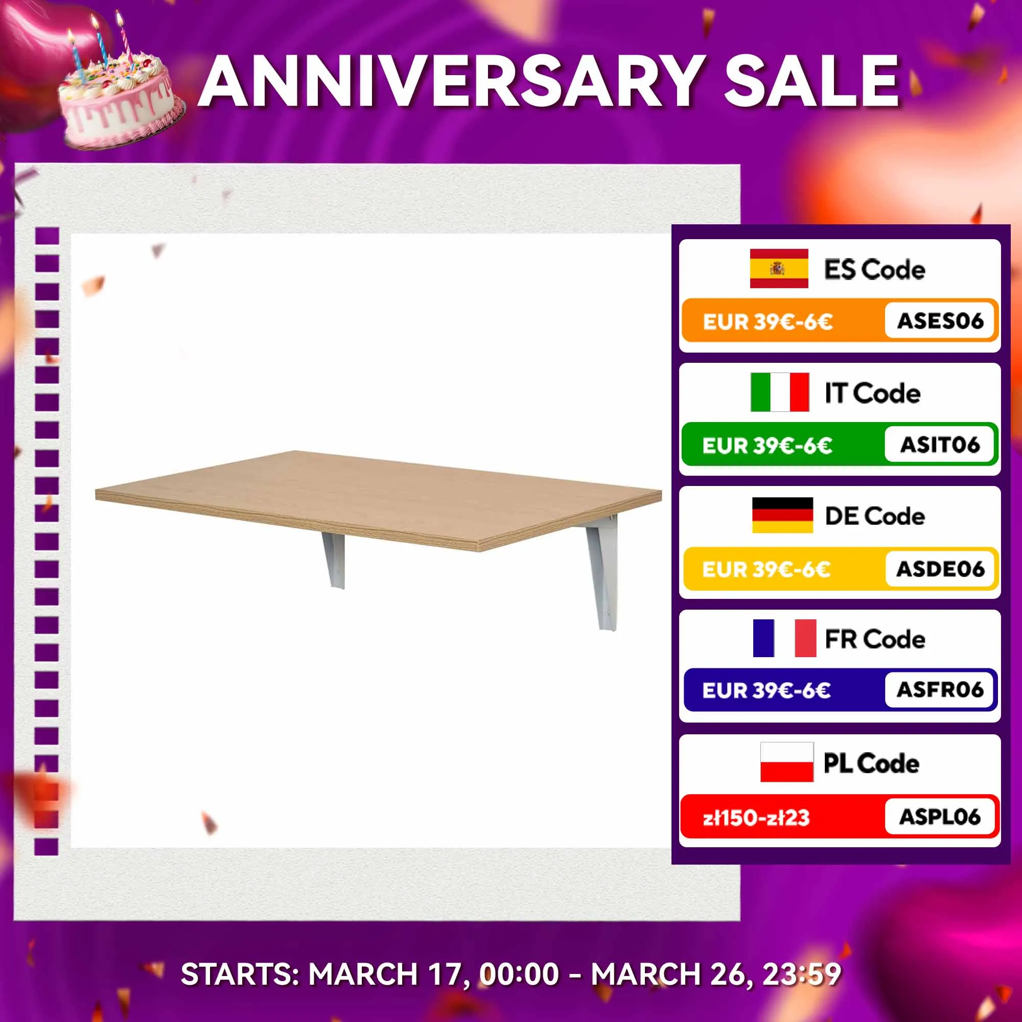 Homcom Mesa Plegable De Pared Para Cocina Y Comedor 60X40x1,5Cm Mesa Auxiliar Color Blanco/Madera (Madera)