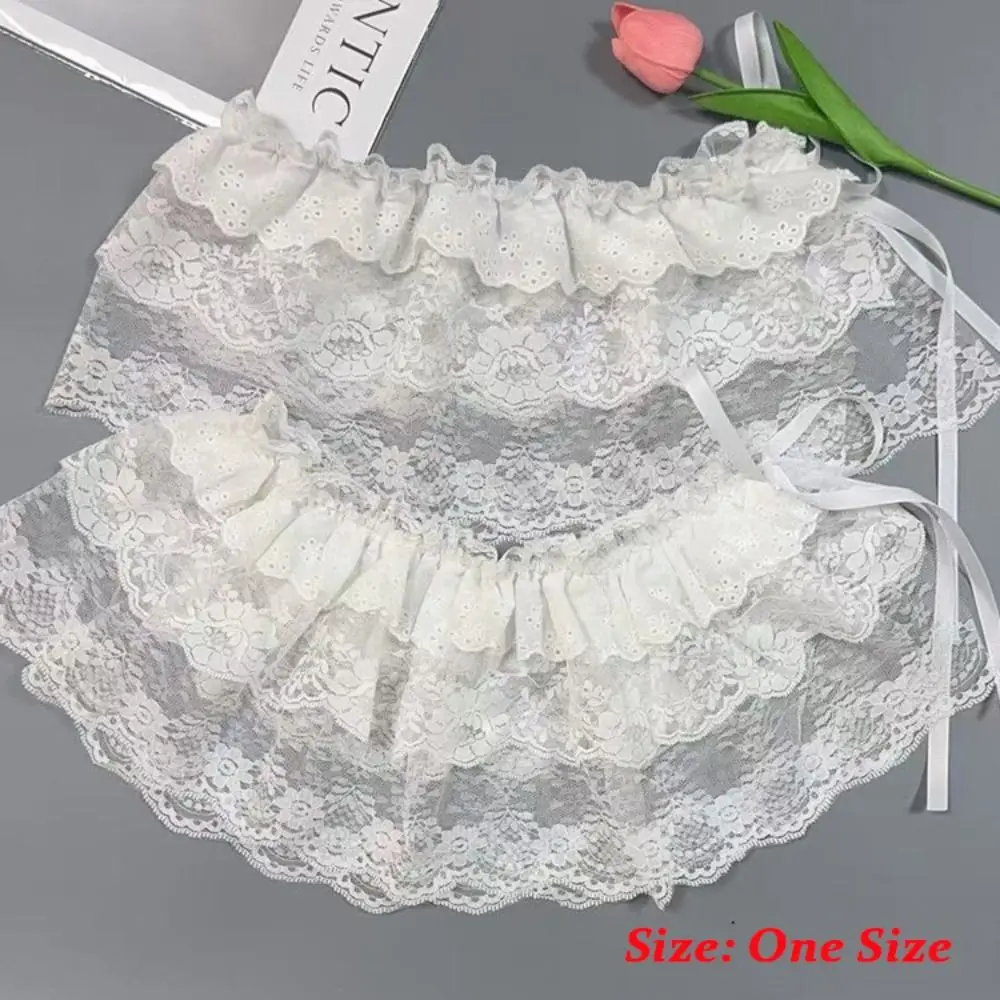 Rok Kasa Berlapis Renda Bunga Bordir Rok Ruffles Berenda Pakaian Jalanan Y2K Tembus Pandang Rok Ruched Harajuku