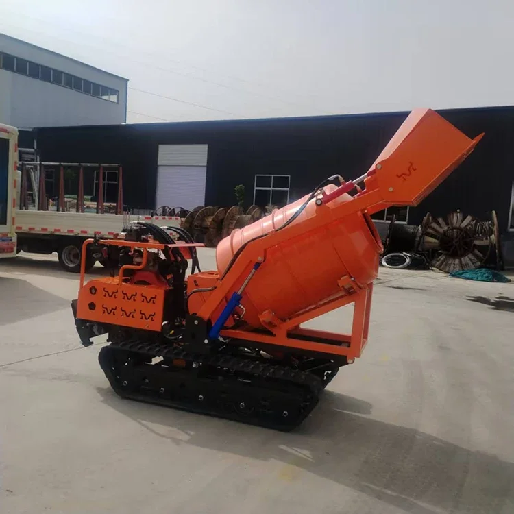Self-Loading Small Portable Mini Concrete Mixer Household Use Small-Scale Construction Transportable Mixing Crawler Cement Mixer