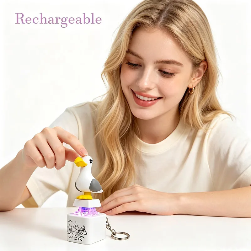 Seagull Mine Keychain, USB Clicky Keyboard Fidget Button, LED Sound Keychain