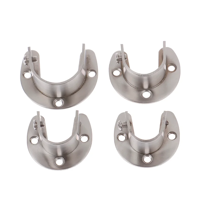 19/22/25/32mm U Shaped Wardrobe Bracket Heavy Duty Stainless Steel Rod Socket Flange Rod Holder Closet Rod End Support