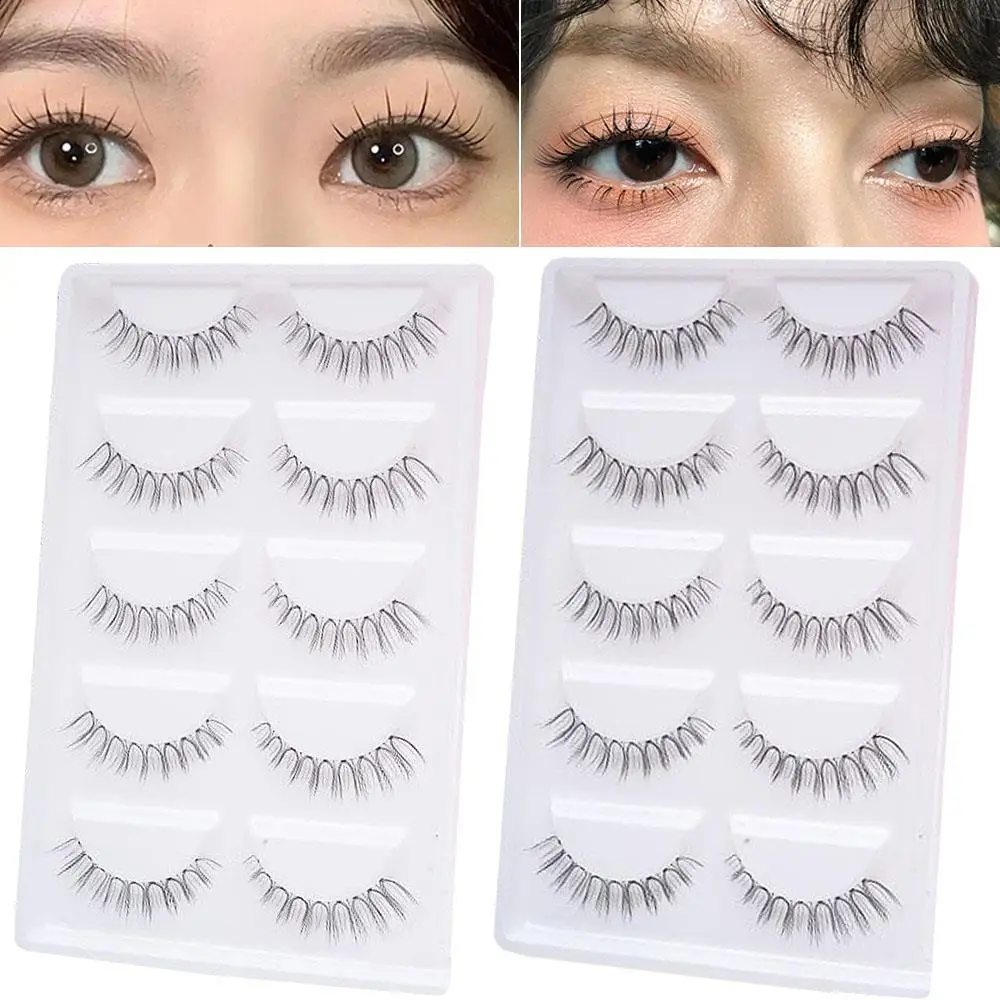 5 Pairs V-shaped False Eyelashes Natural Manga Eyelash Reusable Korean Artificial Eyelashes Daily Magnify Eyes Lashes Supplies