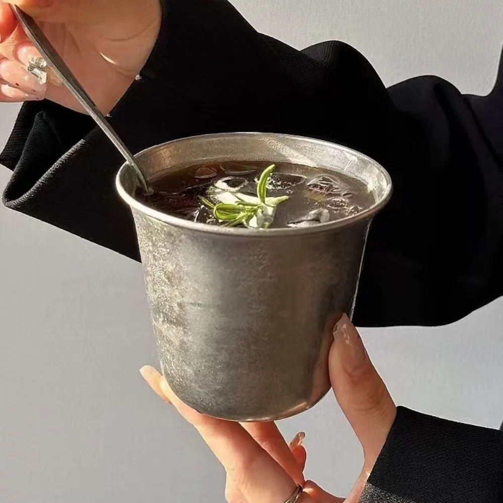 

Drinkware Vintage Cold Drink Cup Industrial Style Frosted Ice Cream Cup Metal Food Grade Coffee Mug Outdoor