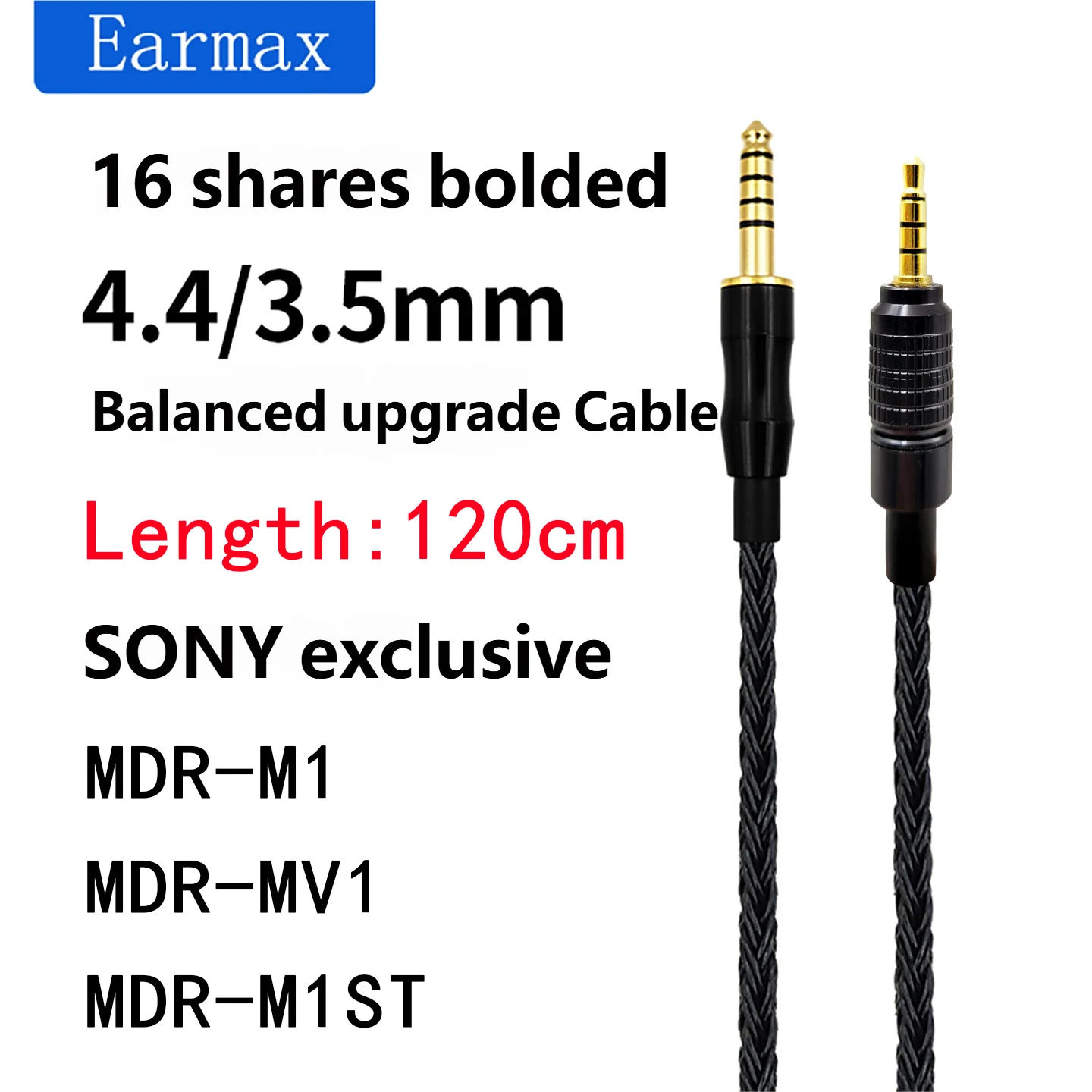 For SONY MDR-M1 MV1 M1ST 4.4mm 4-PIN XLR Balanced Cable