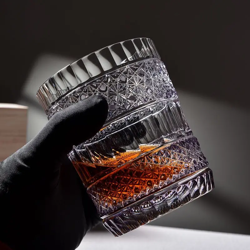 Edo cut purple fluctuation light luxury imported Czech handmade crystal whiskey foreign wine cup