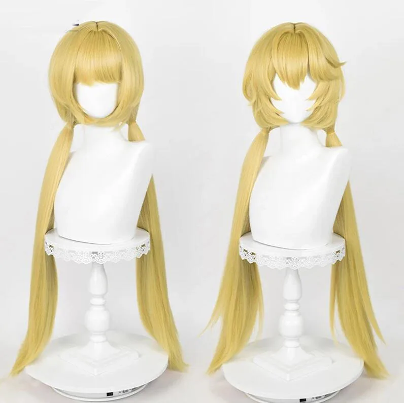 

Game Honkai Star Rail Hook Cosplay Wig Long Yellow Double Ponytails Heat Resistant Synthetic Hair Anime Wigs