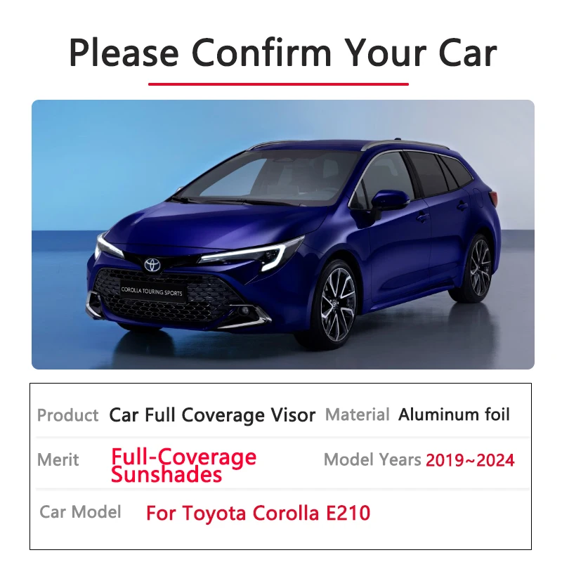 For Toyota Corolla E210 Touring Sport 2019 2022 2223 2024 Full Sun Protection CoverAnti-UV Sunshade Parasol Windshield Curtain