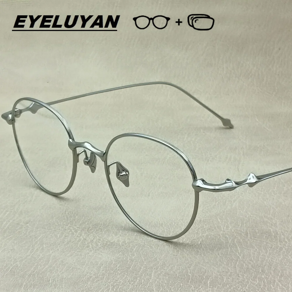 

EYELUYAN Prescription Glasses Anti Blue Progressive Photochromic Lenses Myopia Eyeglasses Round Optical Frame With Diopter