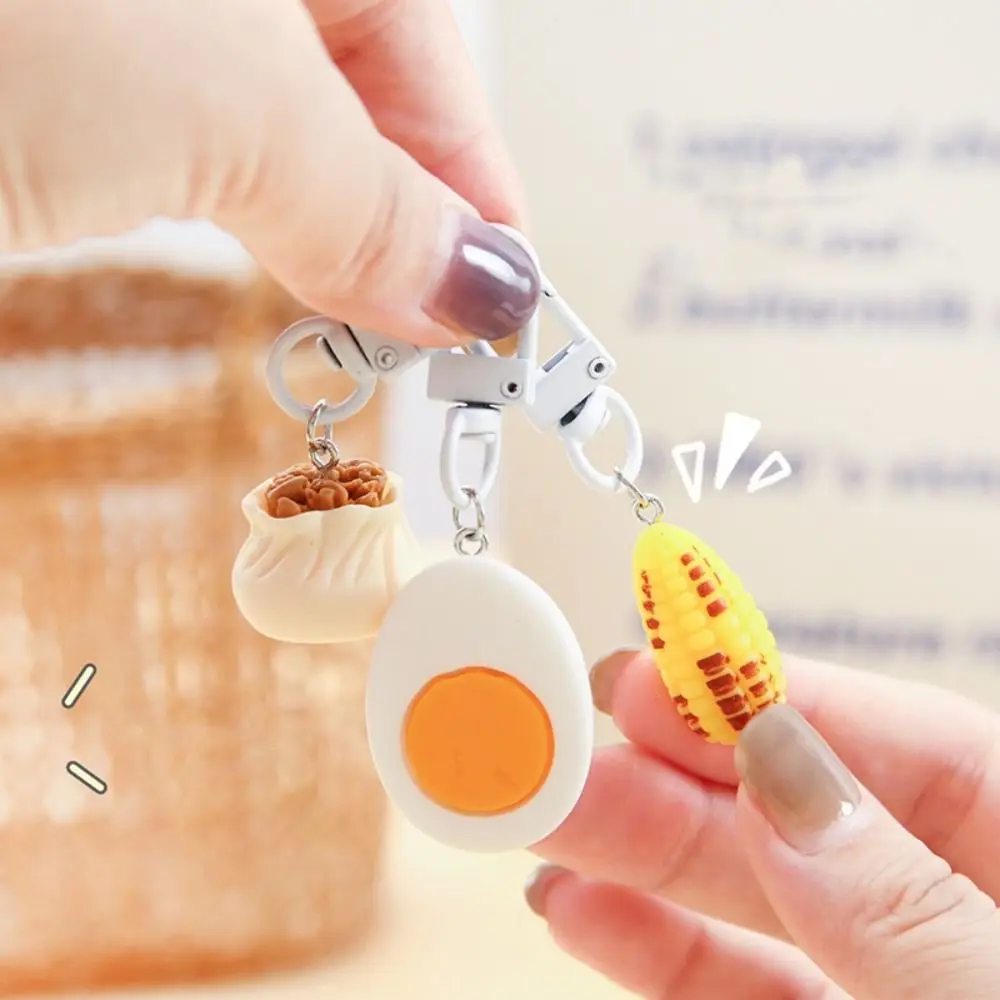 2 PCS Fun Simulation Food Play Key Chain Dumplings Key Chain Cartoon Couple Girlfriends Backpack Accessories