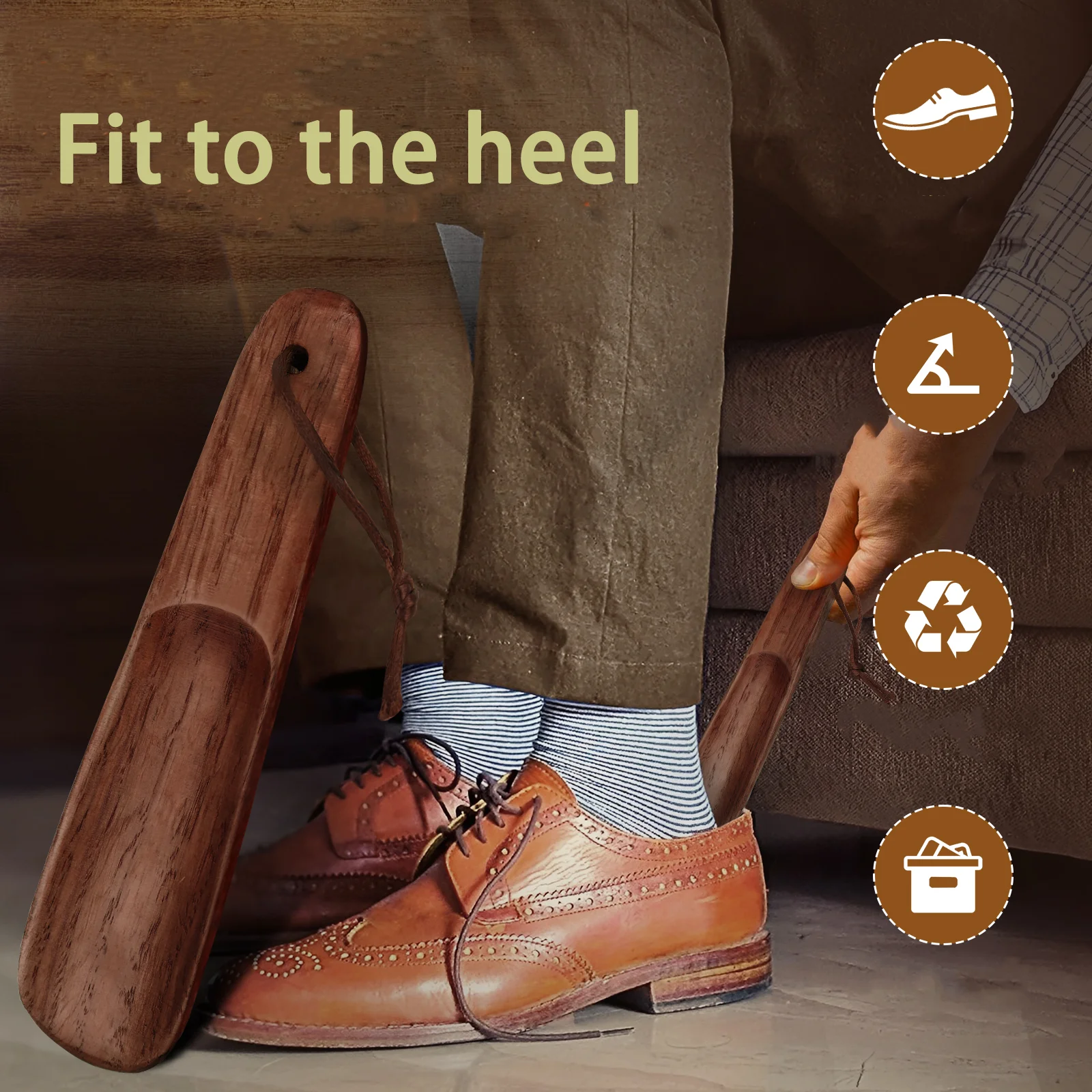 16CM Solid wood Shoe horn Portable travel shoe spoon for shoes Wooden handle mini  for kids shoehorn Home Tools Wear Shoe Easier image 2