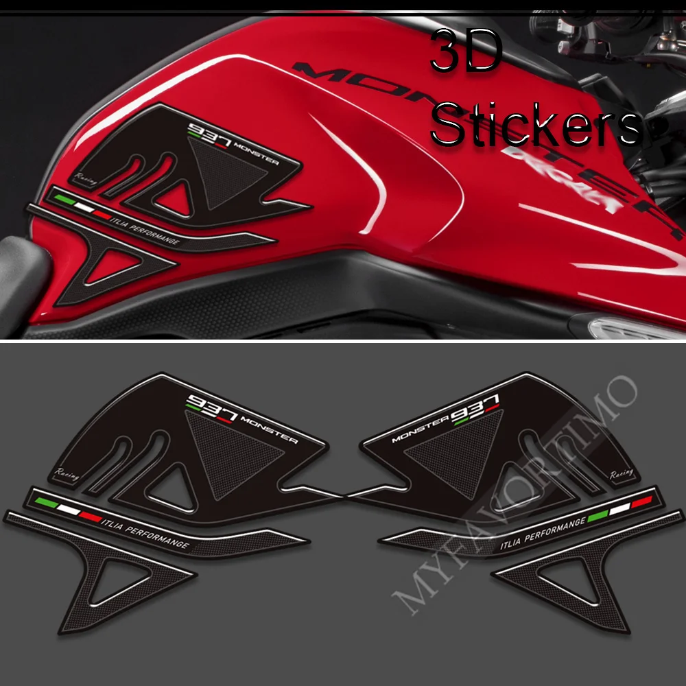 

For Ducati Monster 937 Decals Gas Fuel Oil Kit Knee Protection Tank Pad Grips 2021 2022 Accessories Motorcycle 3D Sticker