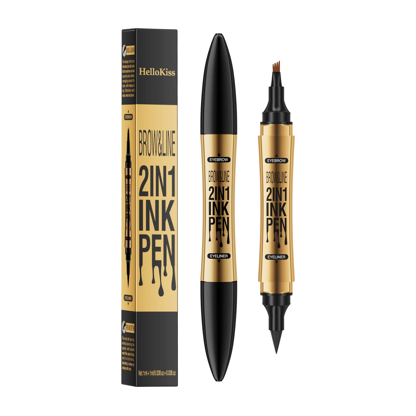 4 Punt Wenkbrauwpotlood Waterdichte Vloeibare Wenkbrauwpen Eyeliner Make-Up Langdurige Wenkbrauwpen Black Eye Tattoo Cosmetica