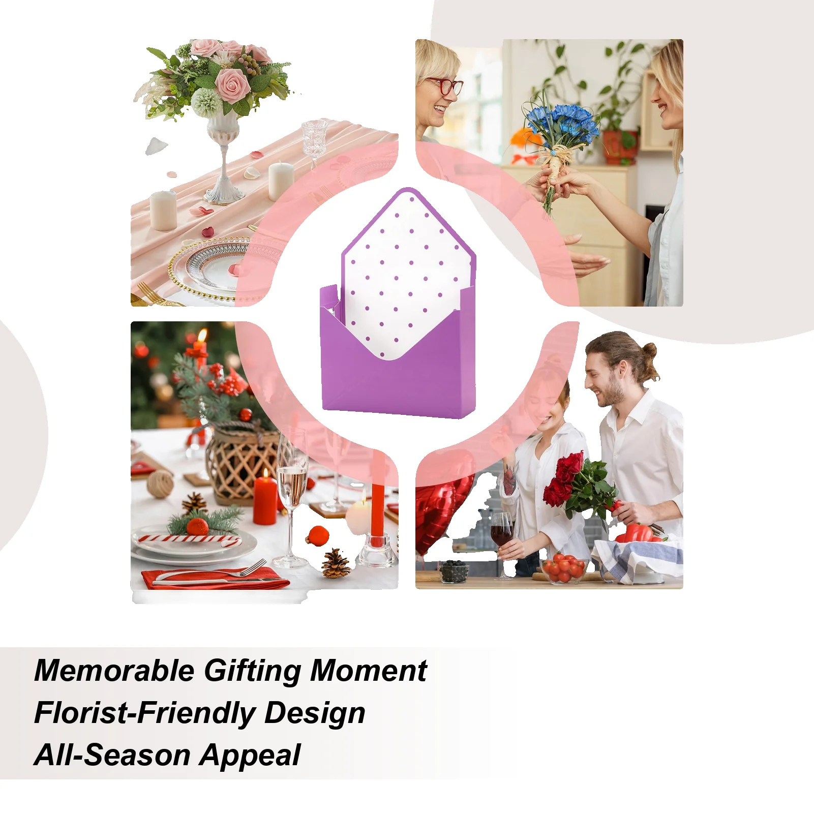 

Bouquet Envelope Box 10-Piece Holiday Folding Elegant Florist Bouquet Envelope Boxes For Birthday Graduation Wedding Party