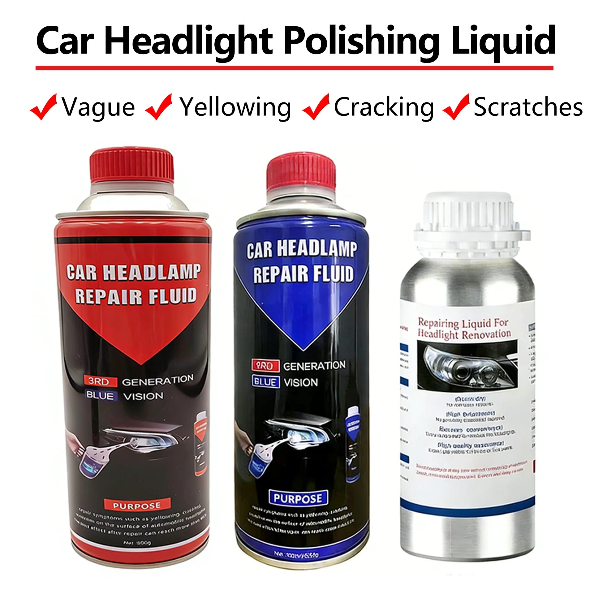 Car Headlights Cleaner Scratch Repair Car Headlight Restoration Liquid Blue Ice High Concentration Repair Liquid Car supplies