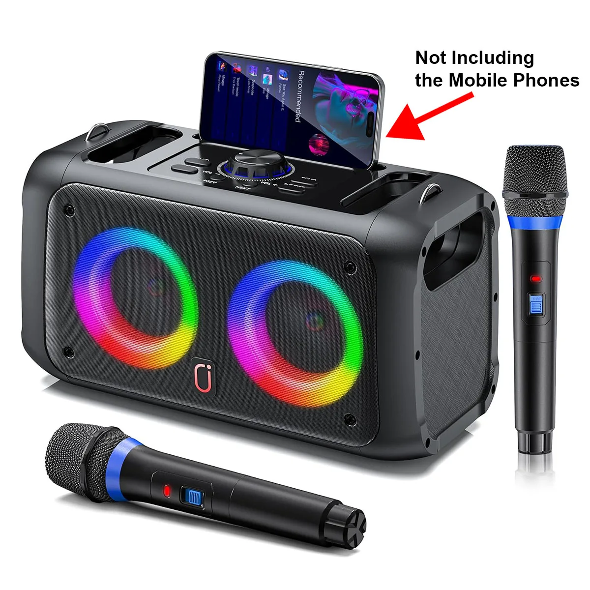 

Jyx Portable Bluetooth Speaker with Led Light, Bluetooth Outdoor Speaker with Dual Wireless Microphone, Led Color Light for Home, Party, Travel