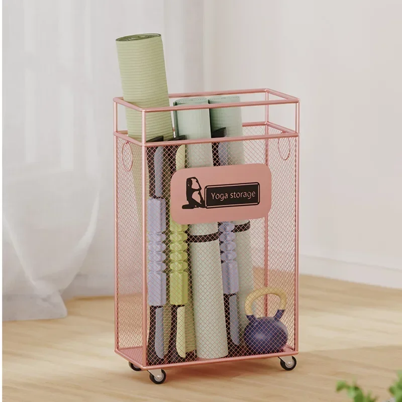 

Simple Yoga Mat Storage Basket, Foam Axis Racket, Metal Basket, Sports Equipment Supplies, Storage Rack with Wheel Cart